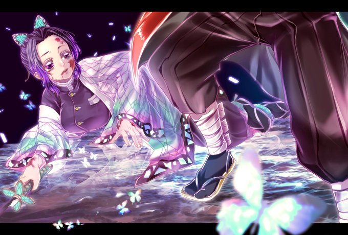 SAKURAさんがTwitterに投稿した胡蝶しのぶ(鬼滅の刃)のイラスト。