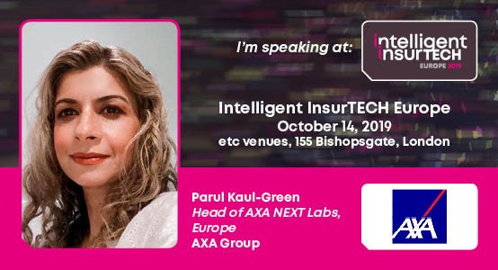 Super happy to confirm that <a href="/ParulGreen/">Parul Kaul-Green</a>, Head of <a href="/AXA/">AXA</a> NEXT Labs Europe, who will be speaking at Intelligent InsurTech Europe 2019! To secure one of the last few remaining passes, register here: intelligentinsurtecheurope.com #IITech19 #Insurance #Insurtech