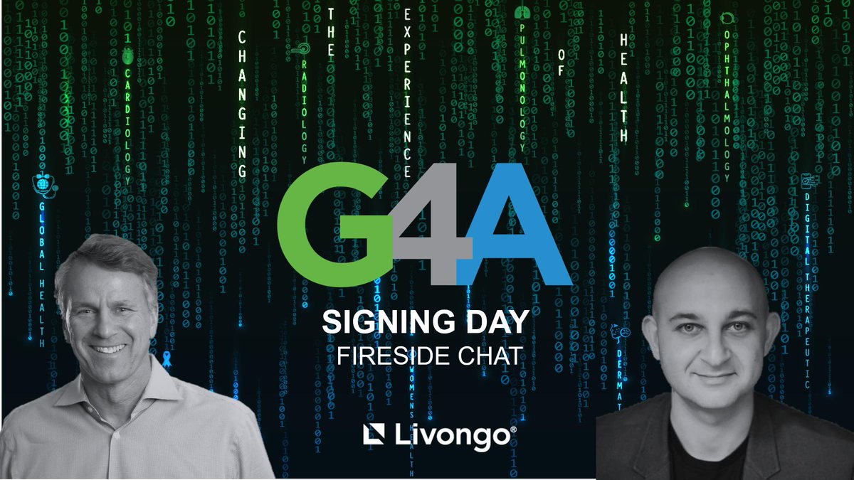G4Ahealth's tweet photo. @Livongo Founder and Executive Chairman @GlenTullman is speaking at #G4AReloaded Singing Day with our very own @HealthEugene! Register today https://t.co/m2t0om019I to secure your spot #AppliedHealthSignals #AIplusAI #DigitalHealth #tech #Berlin https://t.co/oEFknYV8mW