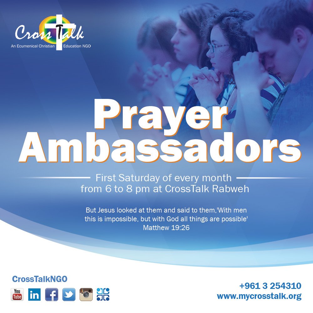 CrossTalkNGO's tweet image. We are called to move mountains in prayer as #AmbassadorsOfChrist. Meet with us this Sat, October 5 and the first Saturday of every month from 6 to 8 PM at CrossTalk, Rabweh, to lift up our prayers in the Name of Jesus.
'If you ask anything in My Name, I will do it' John 14:14