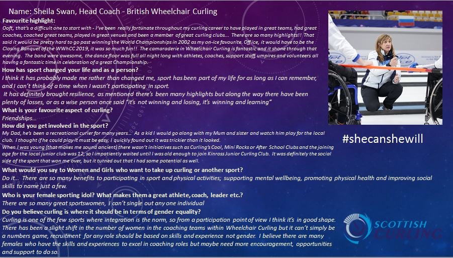 scottishcurling's tweet photo. This Scottish Women and Girls in Sport Week we’re highlighting just a handful of women in curling, who are making a difference at every level...

@ScotWGSB #SheCanSheWill 

👉Sheila Swan, Head Coach, British Wheelchair Curling...

🏈🥊⛸️🏏🏐🎾🥌🏴󠁧󠁢󠁳󠁣󠁴󠁿 https://t.co/rBPixyB52n