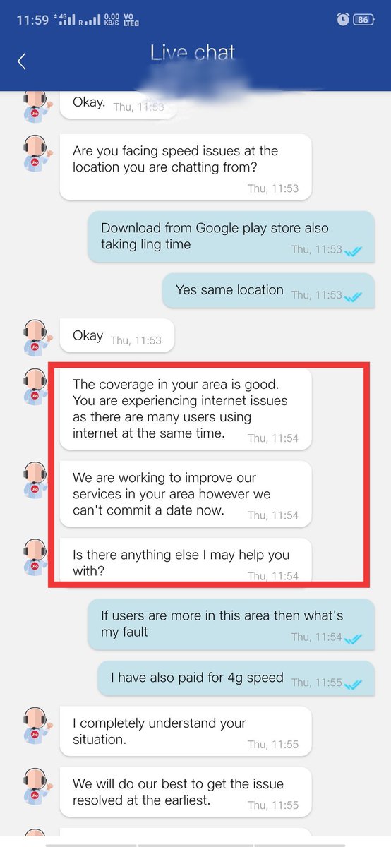Rony_iamIndian's tweet photo. @reliancejio
This is the reply by Jio care whenever complaining about Slow internet or internet problem. If Jio is Not able to handle the Customer then it must announce in public please don't join jio otherwise we will not provide you a good service.
#reliancejio #2Gspeed https://t.co/8DCoBMLGjU