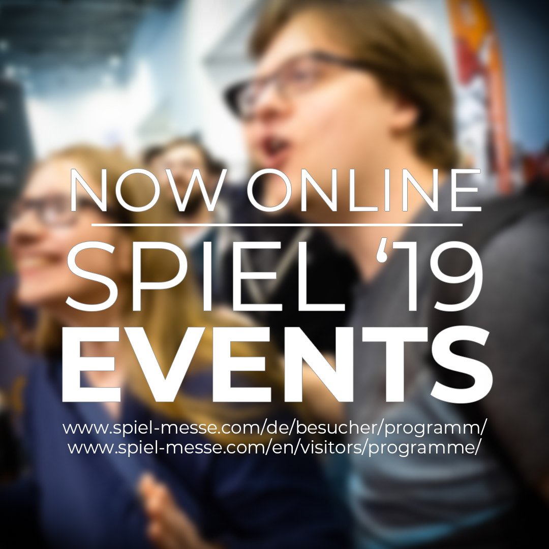 SPIEL_Messe's tweet photo. Our exhibitors have prepared more than 1,000 #events for you. You can search the #SPIEL19 #programme for #Tournaments, #SigningSessions, #Presentations, #GamingSessions and much more on our website. Have fun browsing. 
https://t.co/7wVuolR32W https://t.co/93iwbOMTuh