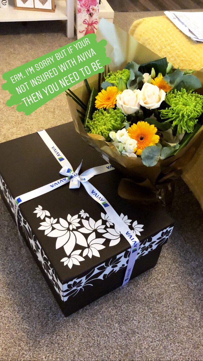 laurakelly_s17's tweet photo. I’m sorry but if your not insured with @avivaplc then you need to be! What amazing customer service I have received after my car was written off. Shocked to receive these wonderful gifts in the post! Thank you Allan whoever you are!👏🏼 https://t.co/Q70Xo28Rou