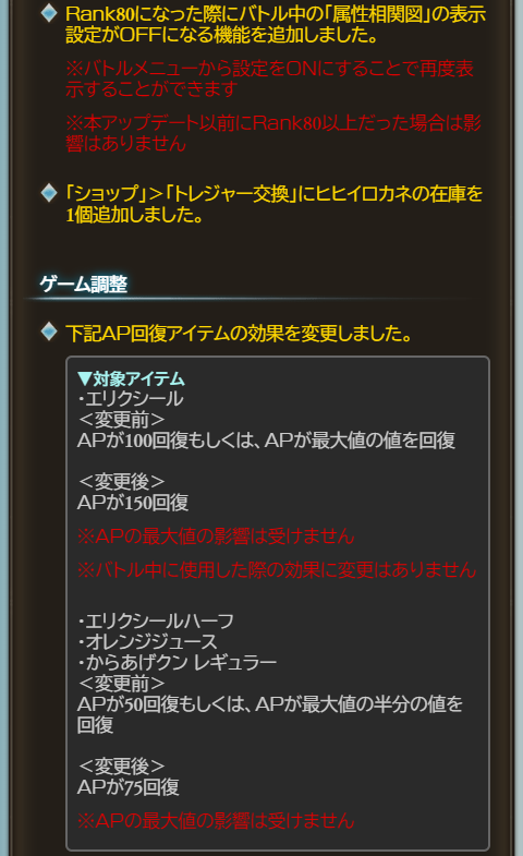 ノエル グラブル 10 3 木 16 15のアップデート フルオート機能 追加 ヒヒイロカネの在庫追加 Ap回復アイテムの効果変更