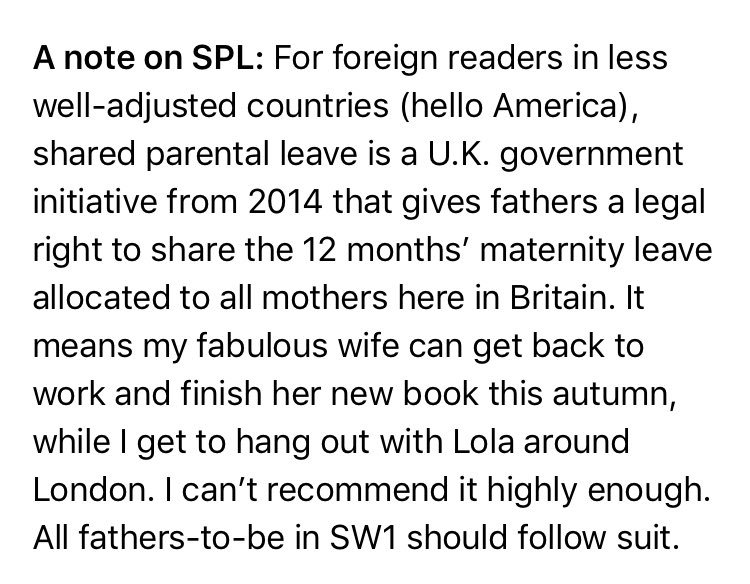 🙌🏼Big shout for shared parental leave in today’s London Playbook 

⁦<a href="/Jack_Blanchard_/">Jack Blanchard</a>⁩ is off for a couple of months with his little one &amp; I’m back at work while my ⁦<a href="/ilicco/">ilicco</a>⁩ is at home with ours 👧🏻👶🏻