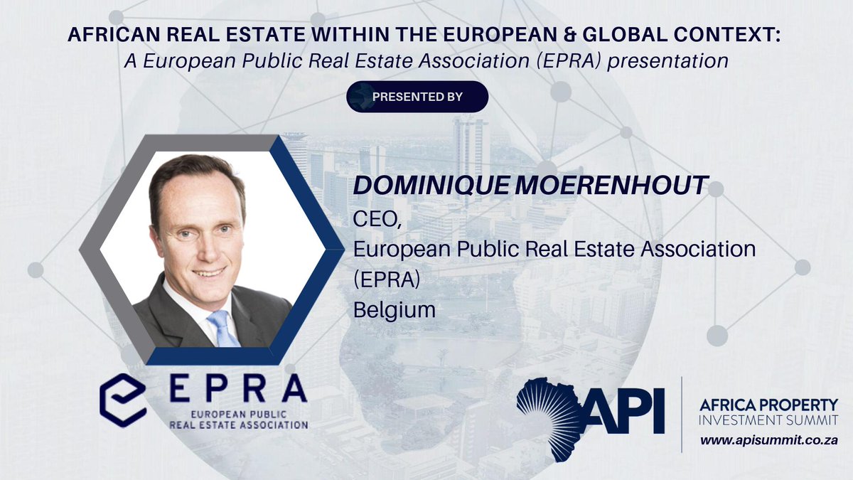 EPRA (@epra_realestate) on Twitter photo EPRA CEO <a href="/D_Moerenhout/">Dominique Moerenhout</a> will speak at the #APISummit2019 about European listed #realestate, its trends & growth perspective and the outlook for African real estate. EPRA CEO <a href="/D_Moerenhout/">Dominique Moerenhout</a> will speak at the #APISummit2019 about European listed #realestate, its trends & growth perspective and the outlook for African real estate.