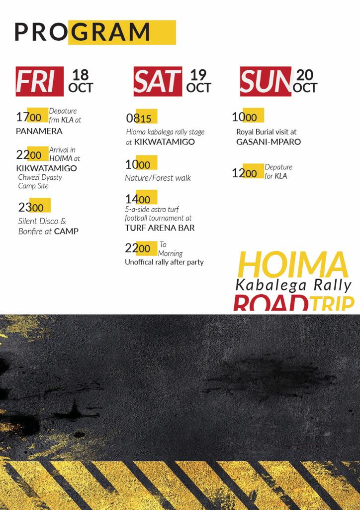 Turf_Kart's tweet photo. Big weekend. Sign up for the Kabalega Hoima Road trip on the weekend of 18th-20th October and join the fun as the Hoima Kabalega Rally rolls through town. Silent disco, bon fire activities, UWA tour bus, 5-a-side soccer tournament &amp; FIFA/WRC playstation tournaments https://t.co/vEMzgnS6xO