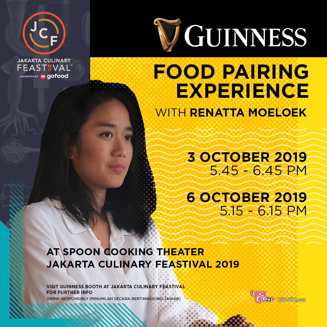JCFeastival's tweet photo. When beer meets your favorite food at #JCF19...

Chef Renatta Moeloek will guide you as she delivers the Guinness Food Pairing Experience with her special food! 

Only at Guinness Booth in Jakarta Culinary Feastival 2019! https://t.co/LblJav6CBl