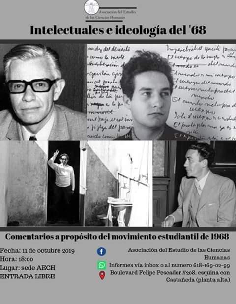 aechdurango's tweet photo. El movimiento del 69 tuvo un arduo movimiento ideológico con participación de destacados intelectuales mexicanos.  Los invitamos a esta charla en conmemoración al 2 de octubre el próximo 4 de octubre
#2DeOctubre https://t.co/R81SHRzyJF