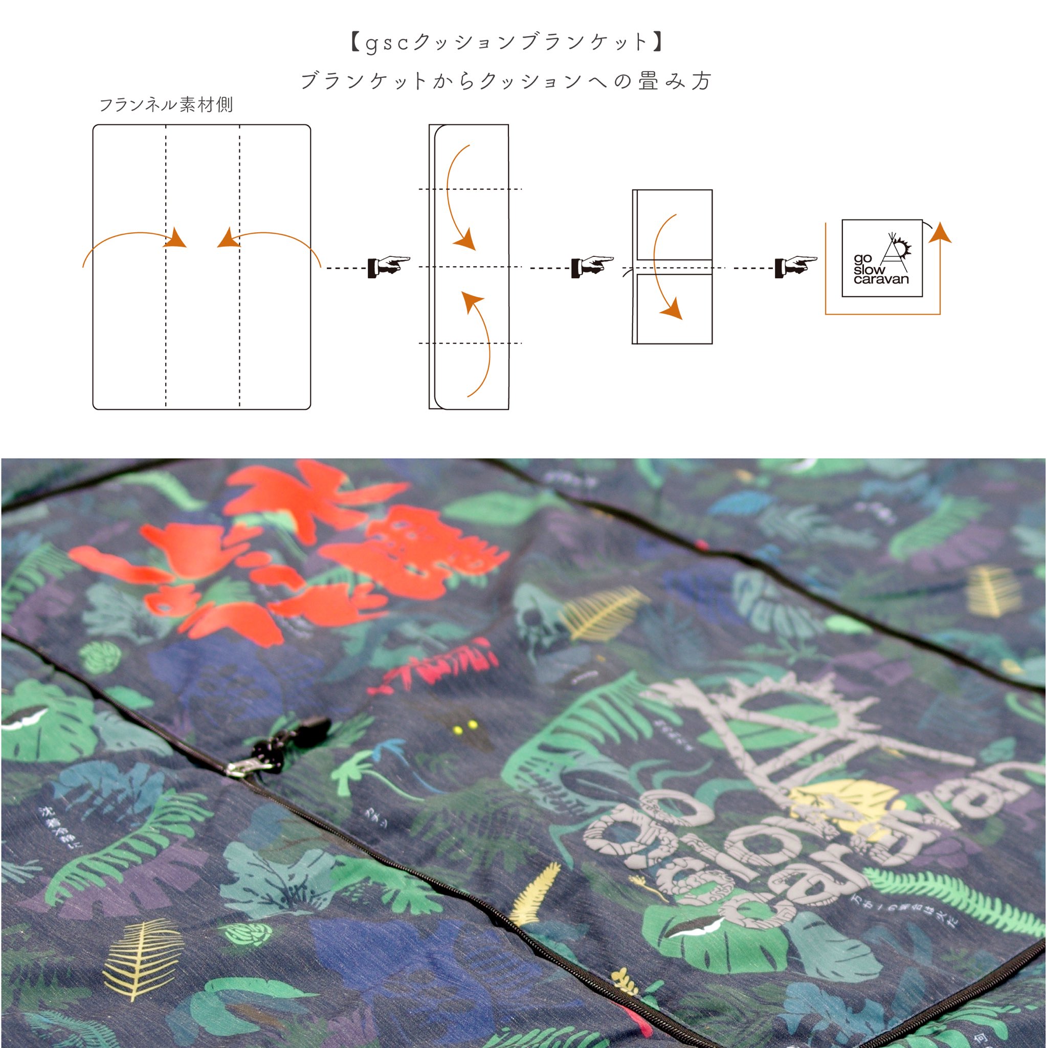 Go Slow Caravan ジャングル柄のクッションブランケットの畳み方をおさらい 家や車 アウトドアに是非お使い下さい 水曜どうでしょう Goslowcaravan Gsc546 シカでした Twitter