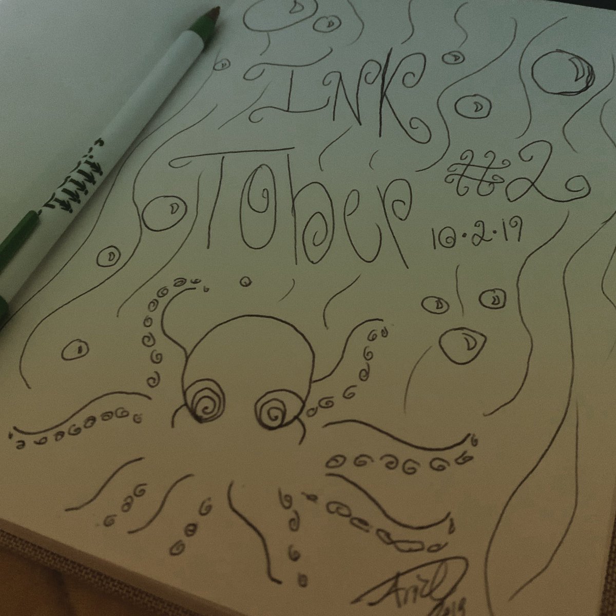 ArielBredlau's tweet photo. InkTober day 2: octopus’ garden #Bredlauart #Inktober2019 https://t.co/g90wqyGdQ8