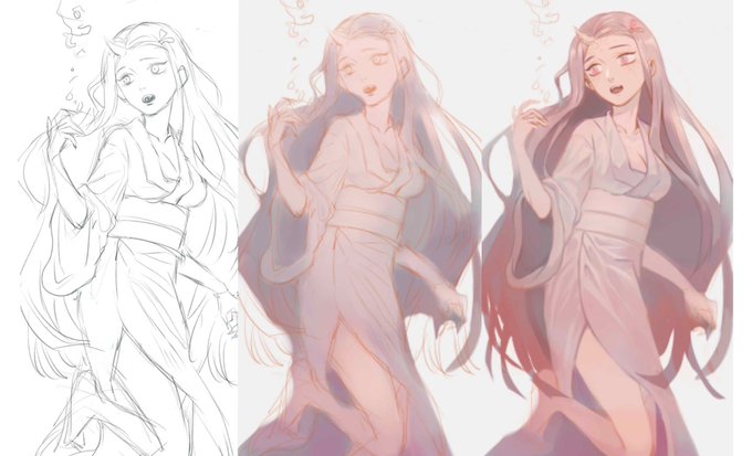 DEER小鹿亂撞さんがTwitterに投稿した竈門禰豆子(鬼滅の刃)のイラスト。