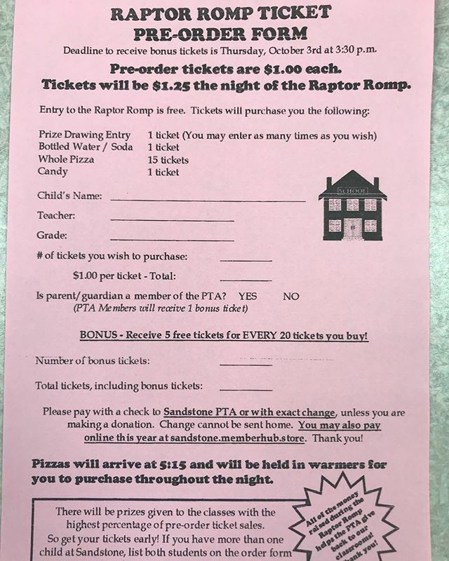 SandstoneRaptor's tweet photo. Remember tomorrow is Raptor Romp! If you haven’t bought tickets yet you still can tomorrow. Can’t wait to see everyone! Eaton starts at 5:15 and class dances start at 6:15! https://t.co/Yv8NUbe1O8 https://t.co/PlGgm4RnFQ