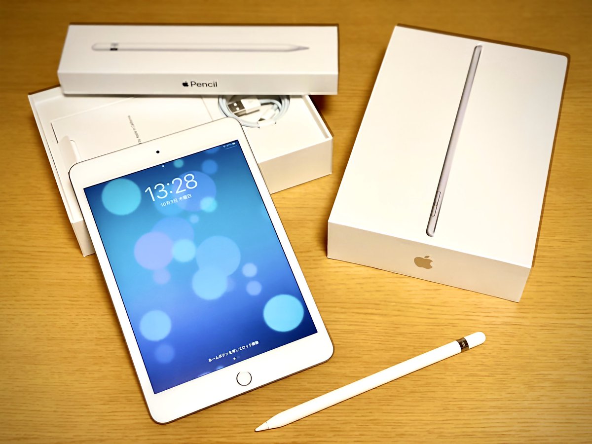 kongitune_mabi's tweet photo. あーいぱーっど~っ
iPhone11に続きiPadも欲しいなー思っていたのですが
先日発表されたiPad2019が残念な子だったのでしばらく悩み悩み~
溜まっていたPayPayとTポイントを綺麗に消化して
#iPadmini2019 を買っちゃいました~
初めてのApplePencil対応機種なのでどんな風に使えるのか楽しみですね~ https://t.co/jP0XgGJ7Ab