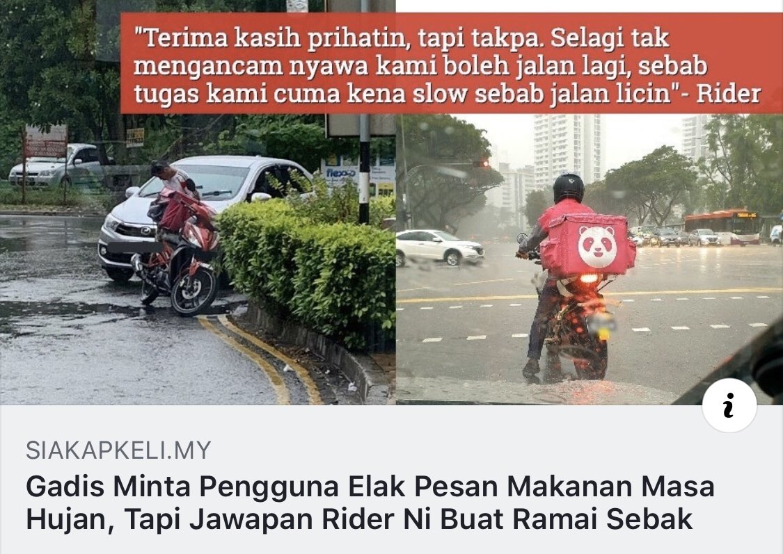 LVGIF's tweet photo. ‘Terima kasih prihatin, tapi takpa. Selagi tak mengancam nyawa kami boleh jalan lagi, sebab tugas kami. Cuma kena slow sebab jalan licin’ - Rider
😭😭😭😭😭😭😭
😭😭😭😭😭😭😭
😭😭😭😭😭😭😭
😭😭😭😭😭😭😭
Pesanan: Berilah tip seringgit-dua bila mereka datang menghantar makanan. https://t.co/LHHiFOVT2d