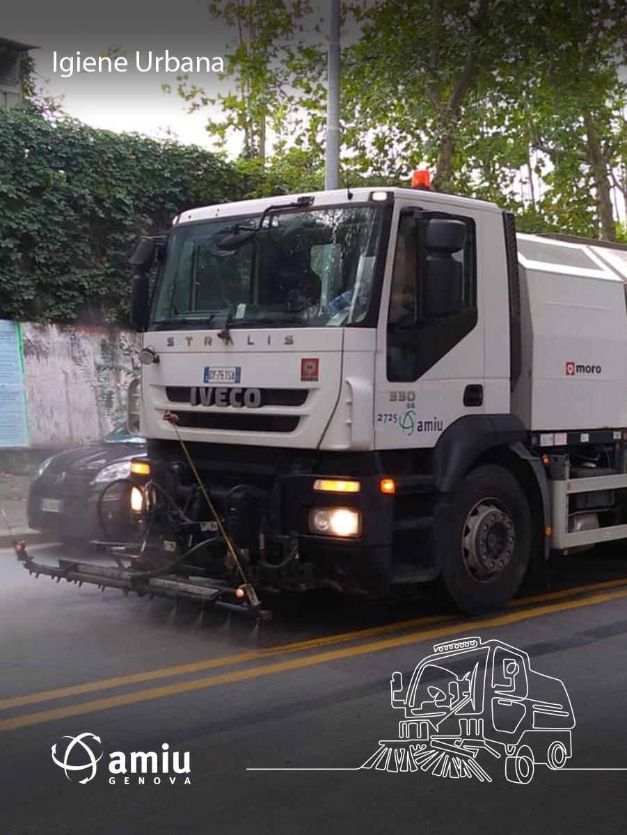 AmiuGenova's tweet photo. In concerto con la Struttura commissariale prosegue ogni mattina per i prossimi mesi 
l'intervento di lavaggio straordinario per l'abbattimento delle polveri
in Via Fillak e bypass di Via Porro.
#Amiu @comunediGenova #genovanelcuore #valpolcevera #sampierdarena #campasso #certosa https://t.co/kf37pMYD0p