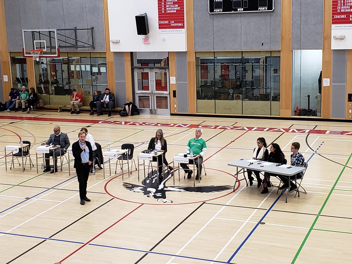 megantolliday's tweet photo. Many thanks to NV candidates @Andrewesaxton @justinegbell @JonathanWNV @Azmairnin2019 and @george_orr for coming to @carsonsecondary today to talk #canadaelection2019. Great to see students engaged in #canpoli https://t.co/lkhAQFtfOn