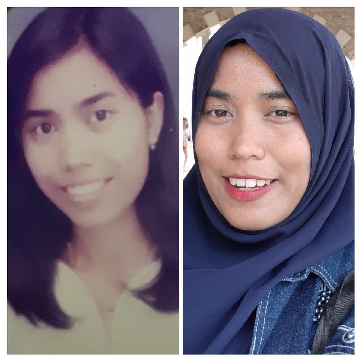 DesiQta's tweet photo. @OfficialGTVID @officialgtvid ini fotoku saat 17 thn (SMA) masih jamannya photobox dan fotoku sekarang 36 thn yang sudah menjadi ibu rumah tangga sekarang mo foto bisa pakai Hp

@ERna0690 @Deswina2412 @zainurashofa 
 @officialgtvid   #17challenge #surprice17 https://t.co/DXeLHVmgqj