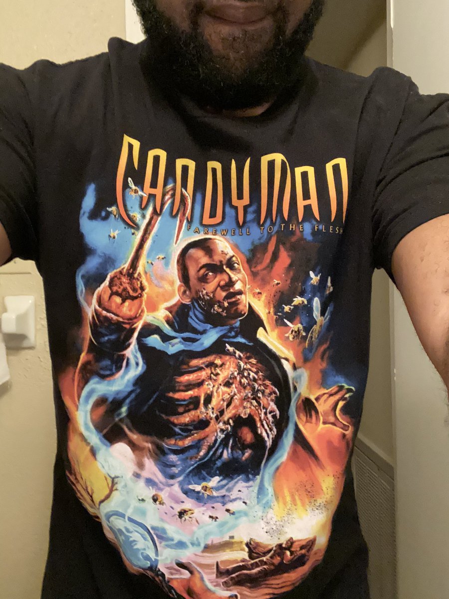 theanticritic's tweet photo. Late Post - #31DaysOfHorrorTees Day 2: Feeling a little like Daniel Robitaille today... #Candyman #CandymanFarewellToTheFlesh #HorrorTees #HorrorBlerd #HappyHalloween https://t.co/kufRbCi6So