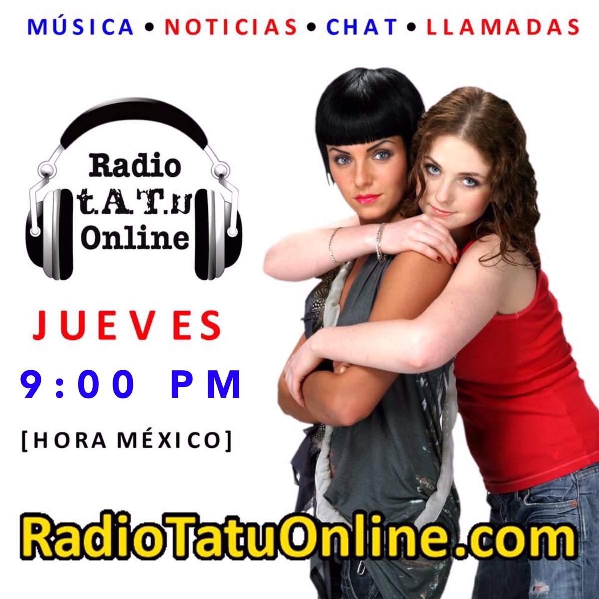 Espero que recuerden qué día es mañana, es JUEVES de #RadioTatuOnline, el día de la semana que dedicamos a #tATu y sus fans.

Así que les pido por favor que no olviden conectarse a la sintonía de RadioTatuOnline.com en punto de las 9:00 pm «hora de México».