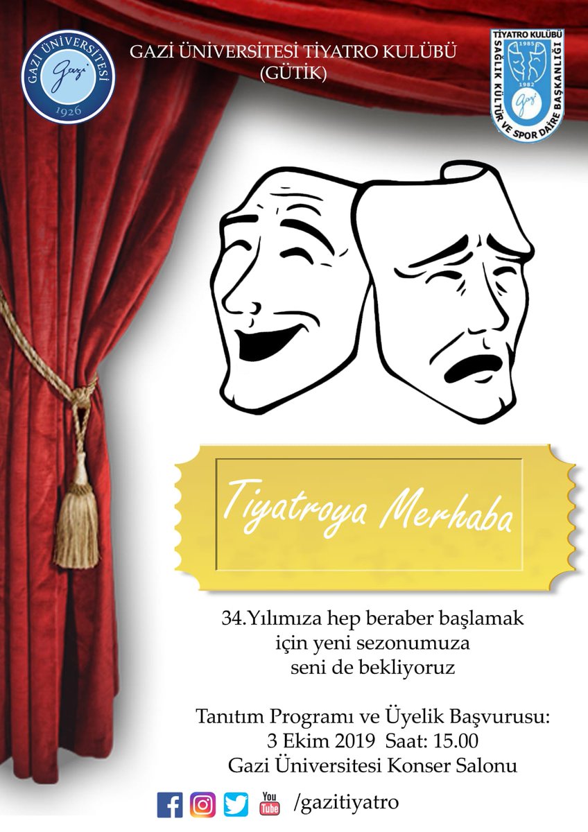 Bugün saat 15.00 de Gazi Konser Salonunda hepinizi bekkiyoruuz 🎭🎭🎭