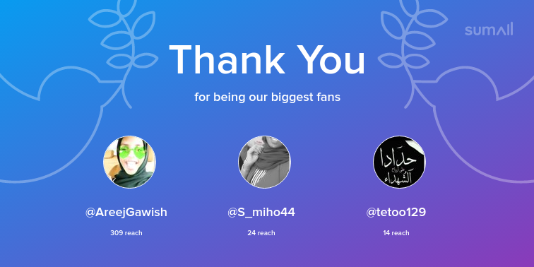 heba_adelll's tweet photo. Our biggest fans this week: AreejGawish, S_miho44, tetoo129. Thank you! via https://t.co/WBChtXQDkv https://t.co/4HQPXuX7Cw