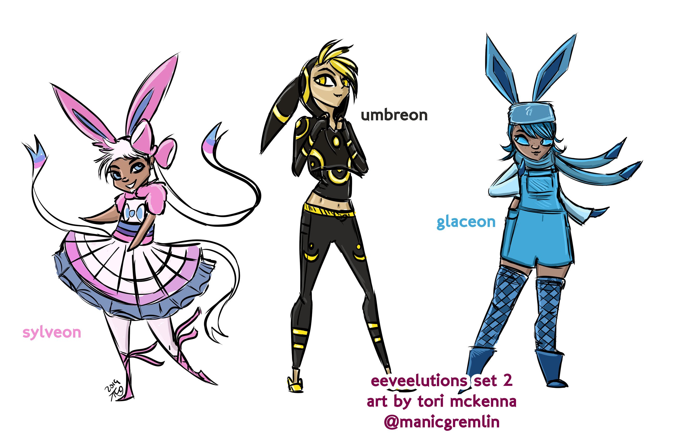 ✨fen✨ on Twitter: "set 2 of my gijinka fashion eeveelutions! umbreon\