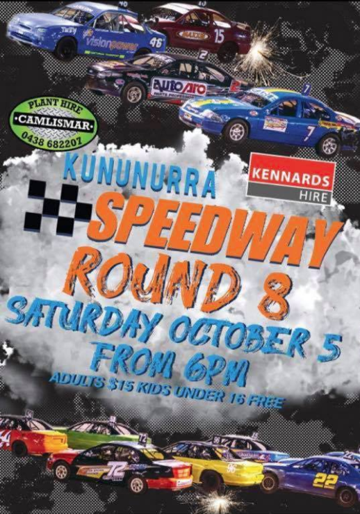 WASpeedway's tweet photo. KUNUNURRA SPEEDWAY Saturday 5th October
More info at:
https://t.co/lwVqBUeEUb
@DLGSCsport https://t.co/vHAeU7caXz
