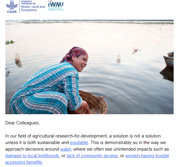 CGIARenviro's tweet photo. What have we been up to the past couple of months? Browse our October newsletter, out today. Featuring recent publications from partner @IWMI_ and highlights from our #SWWWeek event ft. partner @IFPRI 🌎

plus: op-eds in @mongobay @Spore_mag @TRF
 
https://t.co/6vhAkLVhSJ https://t.co/H4yXGcR1Rw