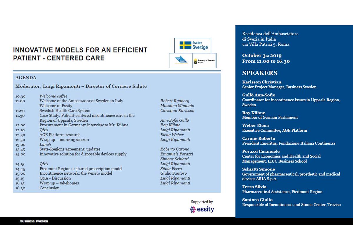 Il prof. Roberto Carone interverrà oggi all'evento "INNOVATIVE MODELS FOR AN EFFICIENT PATIENT CENTERED CARE" con una relazione sul recepimento dell’accordo Stato – Regioni, su rete dei centri e attuazione di soluzioni migliorative nell’erogazione degli ausili per l'incontinenza.