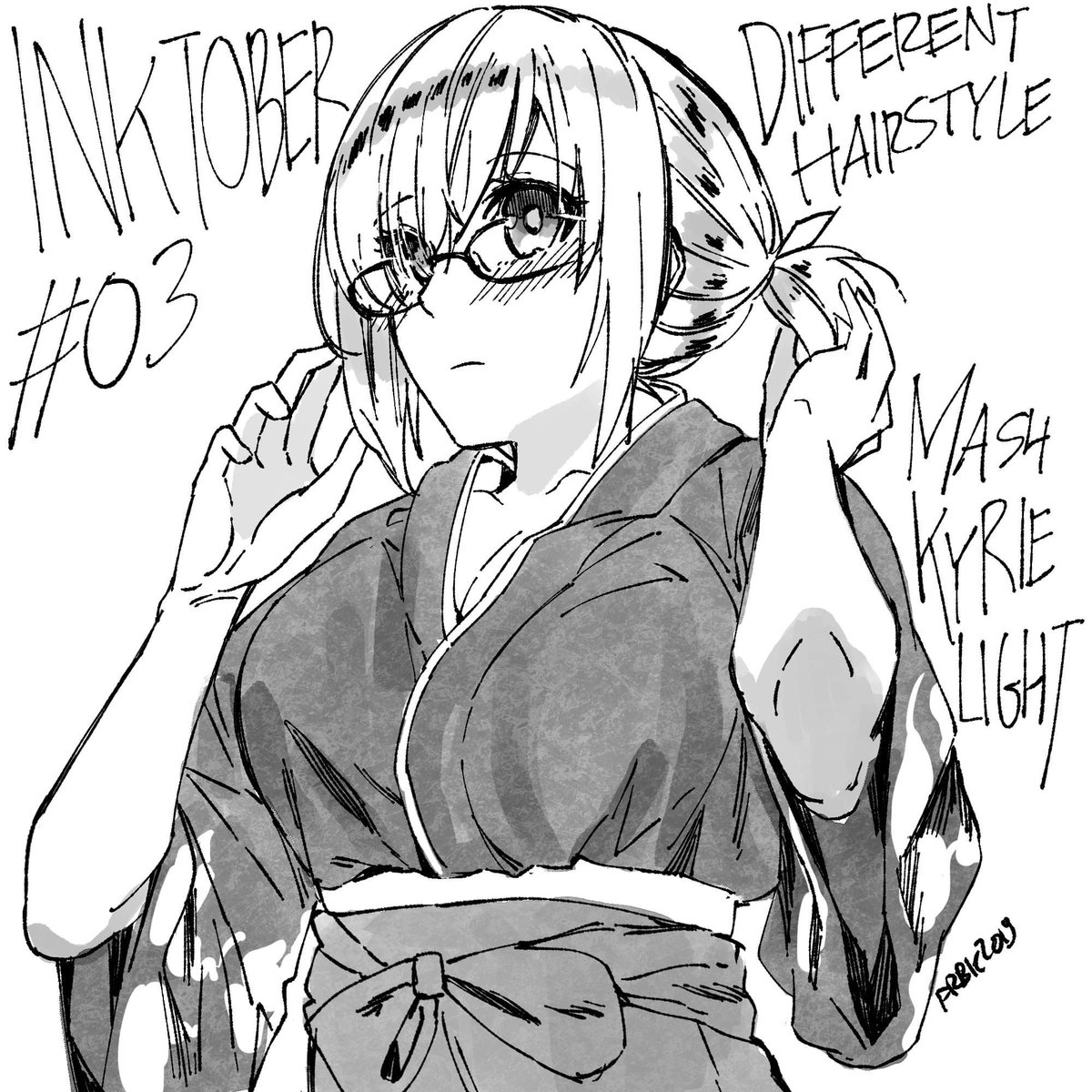 "D-do you think this suit for your taste, se-senpai? I... glad to hear that ////"

It's day three! The prompt is different hairstyle so I will go for ponytailed Mash that made an appearance on FGOJP's new year event that took place in certain ryokan. #Inktober2019 #FGO 