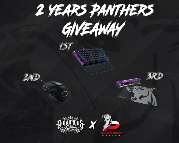 🚨YOU ASK YOU GET GIVEAWAY🚨
      2 YEARS PANTHERS GAMING

Together With 
<a href="/pnthrsgg/">PANTHERS Gaming</a> 

🎁 KEYBOARD, MOUSE, MOUSEPAD
👍 RT, &amp; Follow 
🔗 Tag 1 FRIEND
🎟️Enter Below🎟️