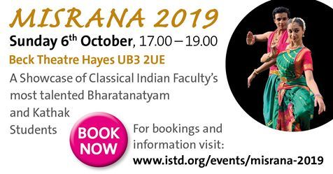 This weekend Divya's students will join a whole host of other talented young dancers performing <a href="/BeckTheatre/">Beck Theatre</a> Hayes at <a href="/ISTDdance/">Imperial Society of Teachers of Dancing</a>'s Misrana 2019. Thank you to the Indian Dance faculty for selecting the students and giving them this opportunity! Tickets: istd.org/events/misrana…