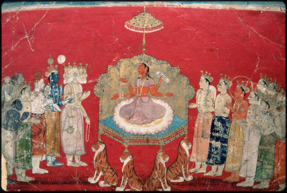 Devtas pay homage to Devi
Attributed to Manaku
Guler, Jagdish and kamla mittal museum
From first original devi-mahatmya series (?)

<a href="/dpanikkar/">Don't Panik</a> 
<a href="/PunjabiRooh/">Punjabi Rooh</a> 
<a href="/Chemburstudio/">Sanjeev khandekar ‏سنجیو کھنڈیکر संजीव खांडेकर</a> 
<a href="/JAJafri/">Jamal Jafri</a> 
<a href="/DalrympleWill/">William Dalrymple</a> 
@vrindagrawal