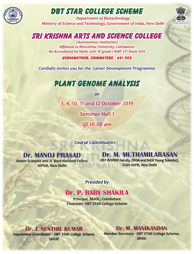 SKASC_CBE's tweet photo. #biotechnology #dbtcollege #workshop #planet #genome #analysis #national #institute #plant #nipb #NewDelhi #manojprasad #scientist #nipgr #youngscientist #nipb #handontraining #skasc #coimbotore #tamilnadu #india #mhrd https://t.co/2exkAsrMWr