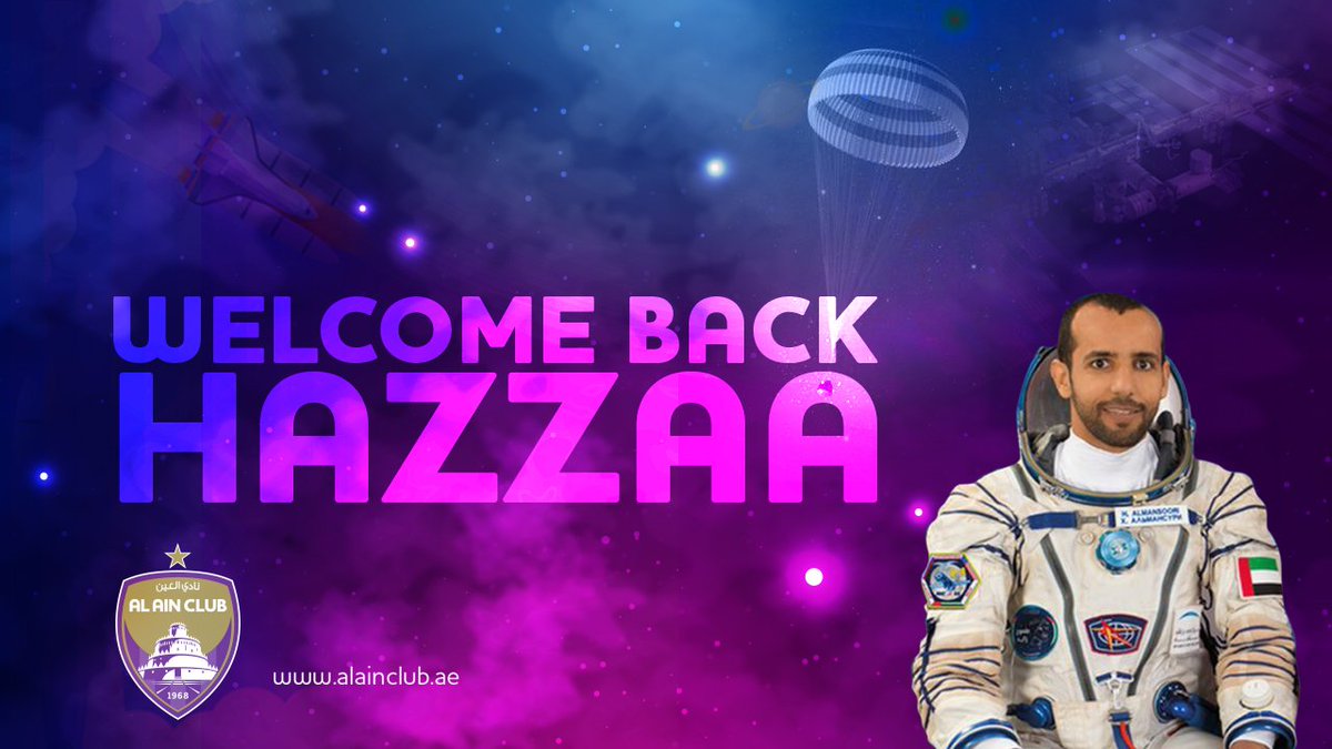 alainfcae_en's tweet photo. 🇦🇪
Welcome back #HazzaaAlMansoori
#FirstEmiratiAstronaut
@NASA
#UAEAstronautProgram
#alainclub
@MBRSpaceCentre https://t.co/yxdhlts8YV
