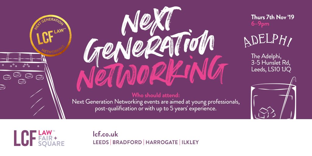 LawFairSquare's tweet image. Our #nextgenerationnetworking event takes place on 7th November in #Leeds #youngprofessionals #Yorkshire