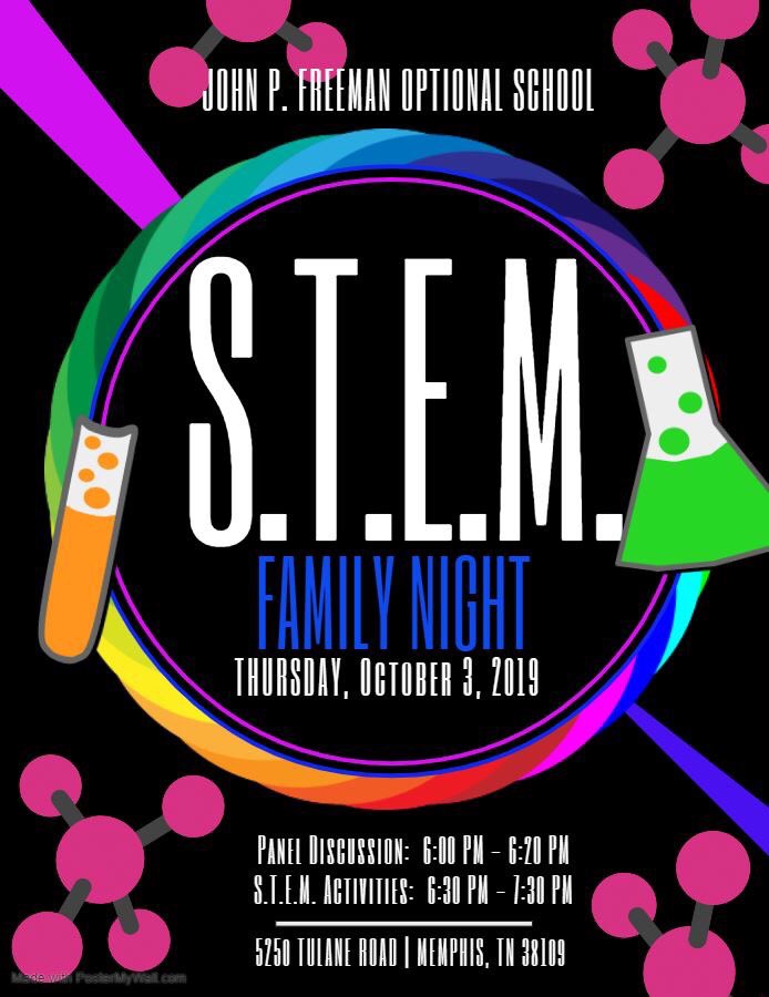 JPF's STEM Family Night will be held on Thursday, October 3, 2019 at 6 PM. We'll be gathering scientists, engineers, artists, and other eager experimenters to promoting STEM (Science, Technology, Engineering, and Math) education and its importance within the community.