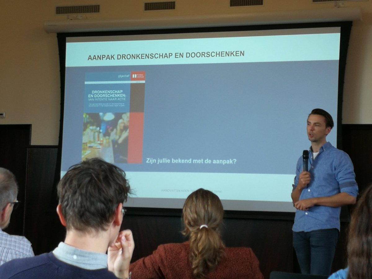 Sessie over de nieuwe Handreiking Toezicht DHW i.o. door <a href="/objectief/">Objectief</a>. Ken je de gemeentelijke aanpak Dronkenschap en Doorschenken al? #sat2019 trimbos.nl/aanbod/webwink…