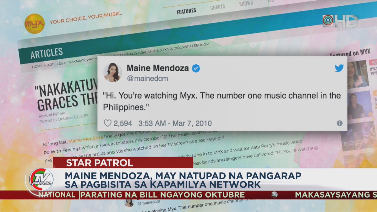 TVPatrol's tweet photo. #TVPatrol @mainedcm, may natupad na pangarap sa pagbisita sa Kapamilya network | ulat ni @mjfelipe https://t.co/BSrHYqbzWG