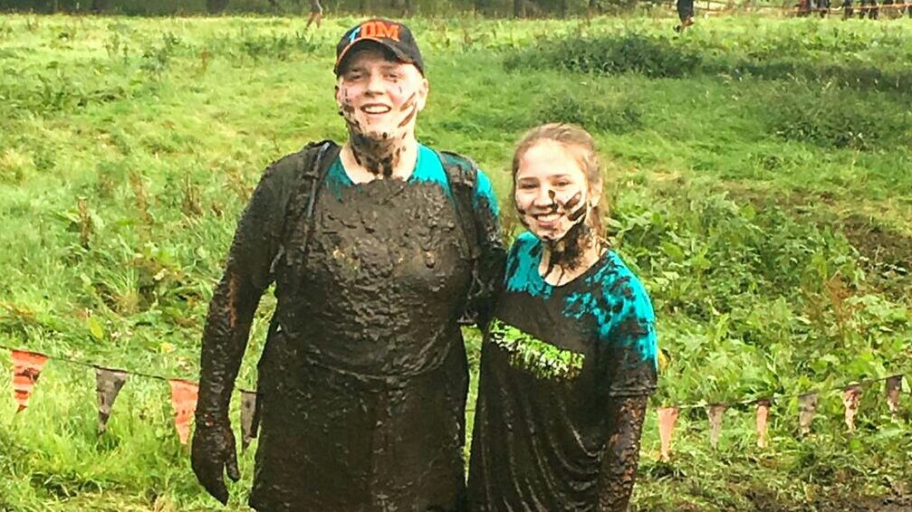 Somewhere under all that mud is a #TeamSamaritans logo - congratulations to @NAshley1263 and Eleri for their fab support and still managing to find a smile after all that mud!
