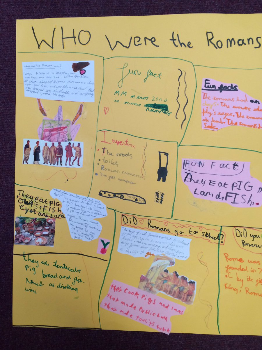 kim_wylie1's tweet photo. Who were the Romans? Just ask Ash class, they'll have the answers! Some fantastic research and teamwork yesterday to produce information posters @CTS1_Watford #CTTheme https://t.co/JohFxUX9kH