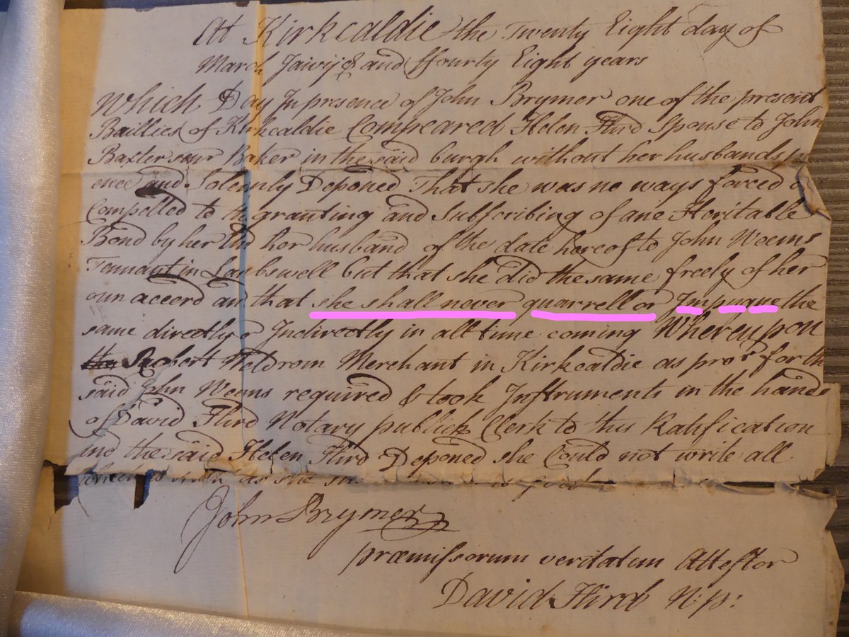 kerry_briers's tweet photo. At Kirkcaldie March 1748, John Baxter the baker took legal action against his wife Helen Hird to ensure she shall never quarrell/impugn with regards to a heritable bond they both subscribed to. I think there might be a story there. #Kirkcaldy #Box16 https://t.co/t0DdpTYXJS