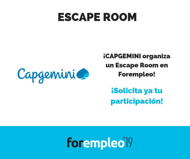 Capgemini_ES's tweet photo. Vente a visitarnos al Foro de empleo de la @uc3m y no te pierdas nuestro #EcapeRoom a las 10h! https://t.co/P0Odug6Btm