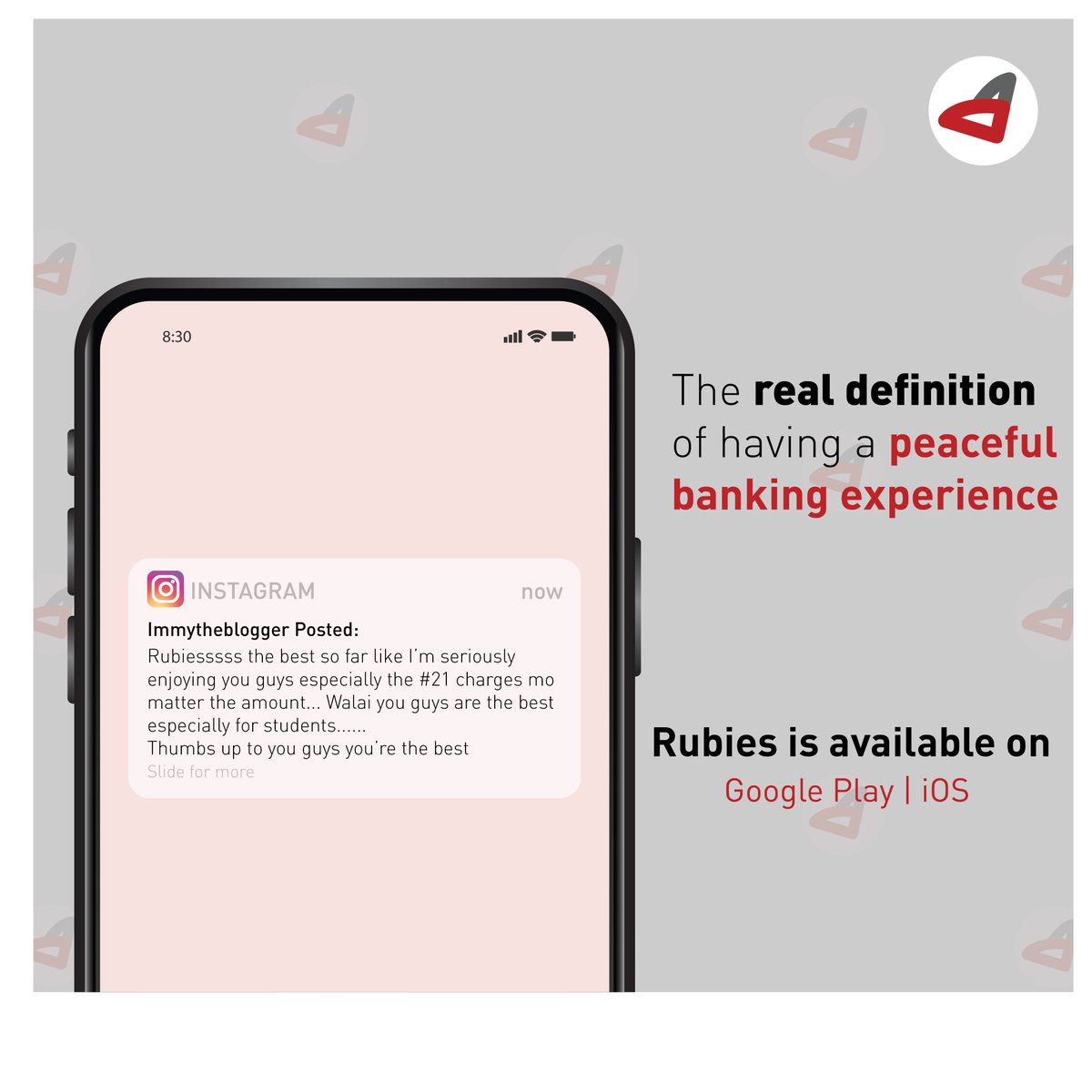 What is your definition of having a peaceful banking experience? #RubiesBank #nohiddencharges #digitalbanking