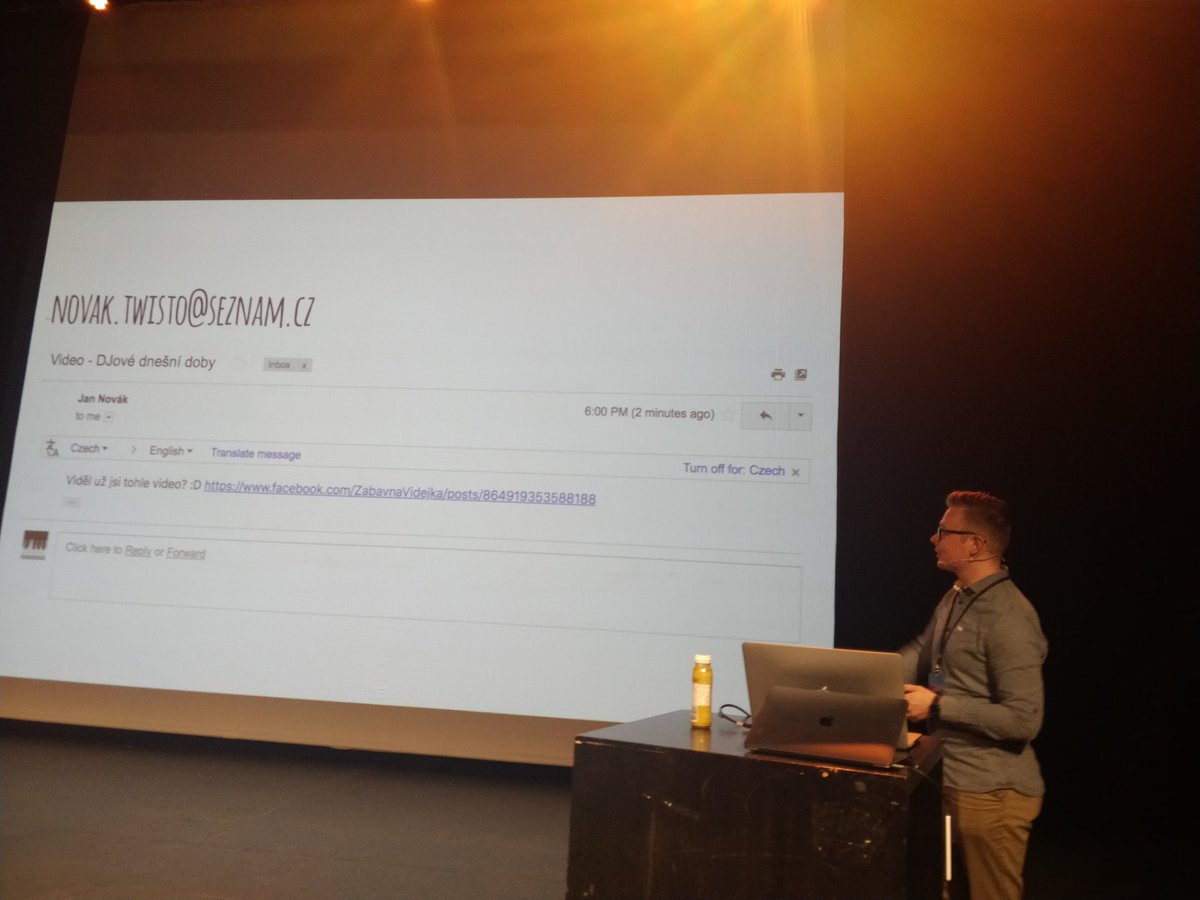 Happening now: Keynote speaker, <a href="/LukasHurych/">Lukáš Hurych</a> talking about'Hacking and social engineering with
a 70% success rate'! 💯

#PyConEstonia