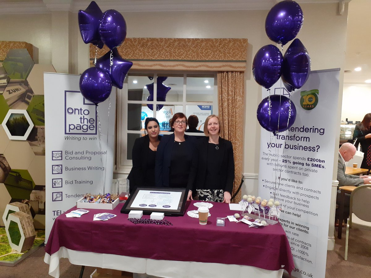 We're all set up at Pavilions in Harrogate and ready to talk to people @brandyorkshire about bids and tenders - come and find us under the purple balloons!