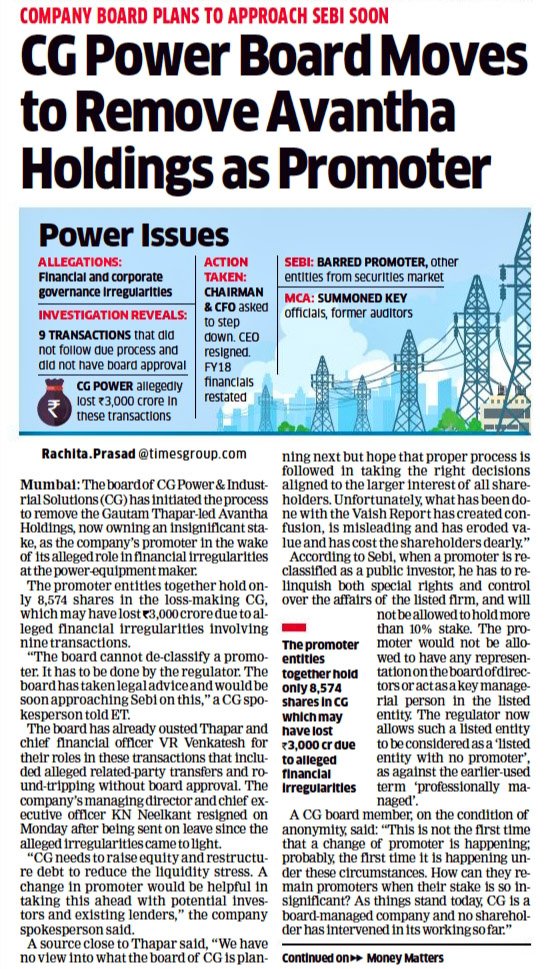 rachitaprasad's tweet photo. #CGPower Promoters: CG Power board moves to remove #Avantha Holdings as promoter - My story in The Economic Times. Link to the story: https://t.co/f40lxATnB6 via @economictimes. https://t.co/ktvpFI5ldX