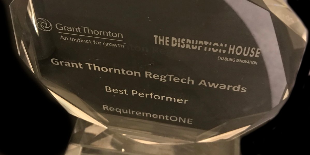 RequirementONE's tweet photo. Exciting times! Last night, RequirementONE was recognized  by Grant Thornton UK as Best #RegTech Performer https://t.co/6MewJDfatO #compliance #fintech #regulations #Risk https://t.co/xjRuzC3quG